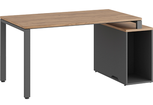 Стол на опорной тумбе Эрника Металл, цвет дуб крафт + антрацит