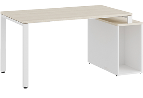 Стол на опорной тумбе Эрника Металл, цвет дуб шамони светлый + белый