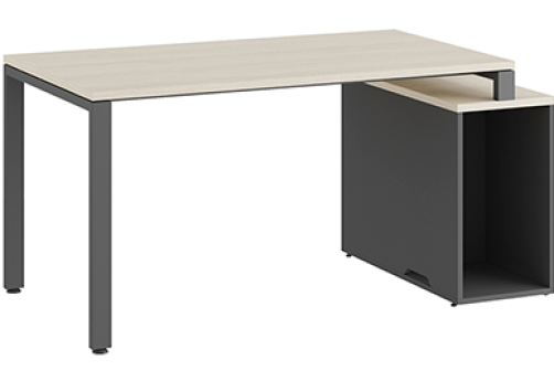 Стол на опорной тумбе Эрника Металл, цвет дуб шамони светлый + антрацит