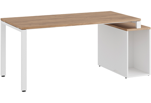 Стол на опорной тумбе Эрника Металл, цвет дуб крафт + белый