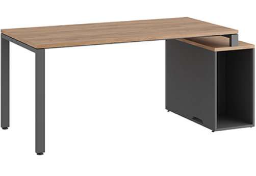 Стол на опорной тумбе Эрника Металл, цвет дуб крафт + антрацит