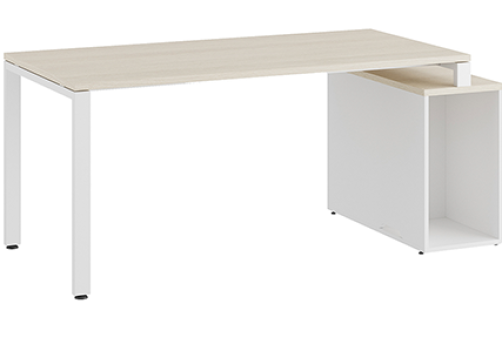 Стол на опорной тумбе Эрника Металл, цвет дуб шамони светлый + белый