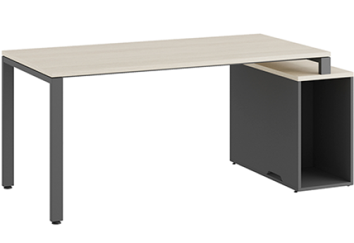 Стол на опорной тумбе Эрника Металл, цвет дуб шамони светлый + антрацит