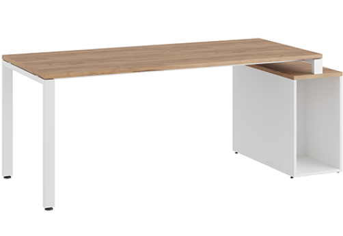 Стол на опорной тумбе Эрника Металл, цвет дуб крафт + белый
