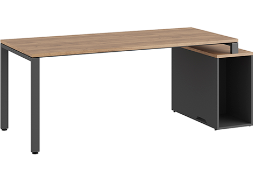 Стол на опорной тумбе Эрника Металл, цвет дуб крафт + антрацит