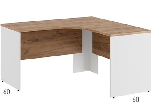 Стол эргономичный левый Эрника Вуд, цвет дуб крафт + белый