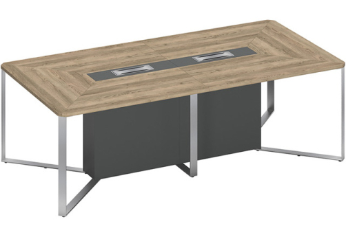 Стол для переговоров составной 2-секционный Эллиот Конференц, цвет дуб гладстоун светлый + антрацит премиум