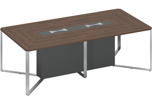 Стол для переговоров составной 2-секционный Эллиот Конференц, цвет дуб гладстоун темный + антрацит премиум