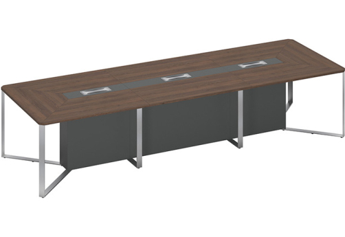 Стол для переговоров составной 3-секционный Эллиот Конференц, цвет дуб гладстоун темный + антрацит премиум