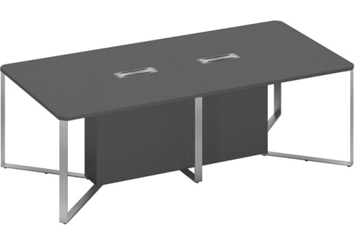Стол для переговоров составной 2-секционный Эллиот Конференц, цвет антрацит + антрацит
