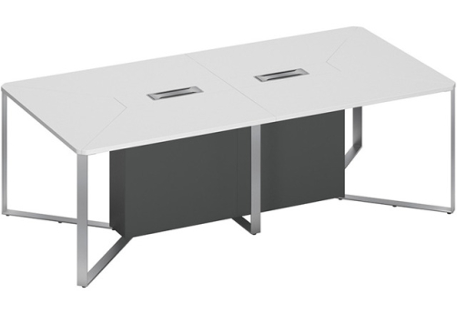 Стол для переговоров составной 2-секционный Эллиот Конференц, цвет белый + антрацит