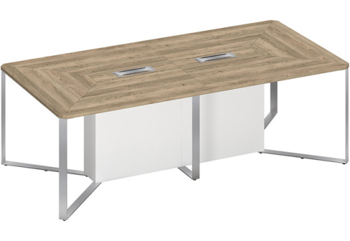 Стол для переговоров составной 2-секционный Эллиот Конференц, цвет дуб гладстоун светлый + белый