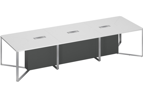 Стол для переговоров составной 3-секционный Эллиот Конференц, цвет белый + антрацит