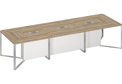 Стол для переговоров составной 3-секционный Эллиот Конференц, цвет дуб гладстоун светлый + белый