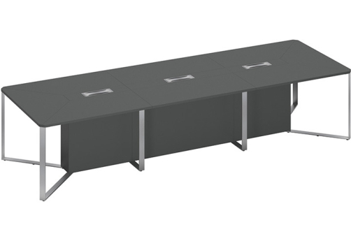Стол для переговоров составной 3-секционный Эллиот Конференц, цвет антрацит + антрацит