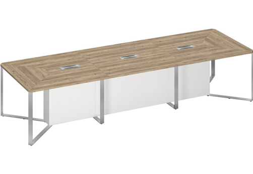 Стол для переговоров составной 3-секционный Эллиот Конференц, цвет дуб гладстоун светлый + белый