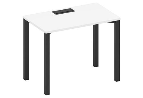 Стол письменный с заглушкой Авилла, цвет белый премиум + черный