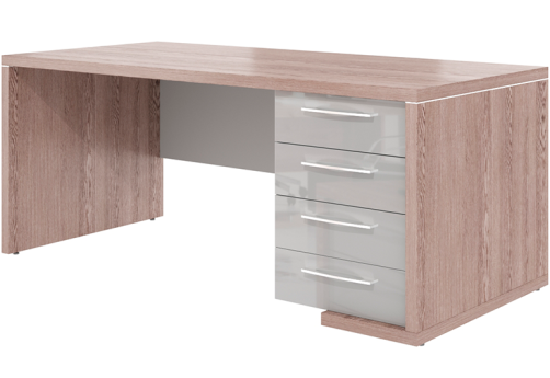 Стол руководителя c тумбой правый Дублин, цвет дуб нельсон + серый