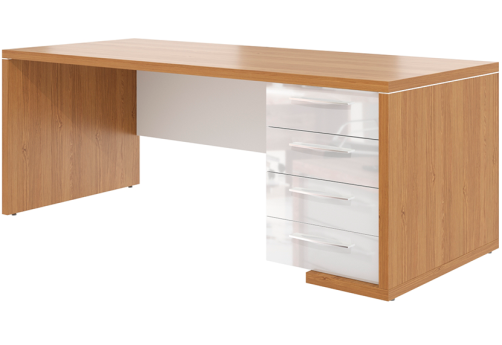 Стол руководителя c тумбой правый Дублин, цвет дуб сантана + белый