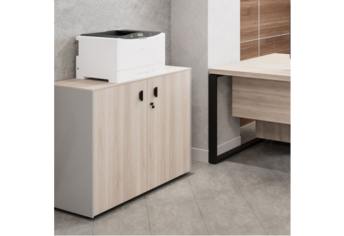 Шкаф низкий широкий закрытый Фортис, цвет дуб светлый