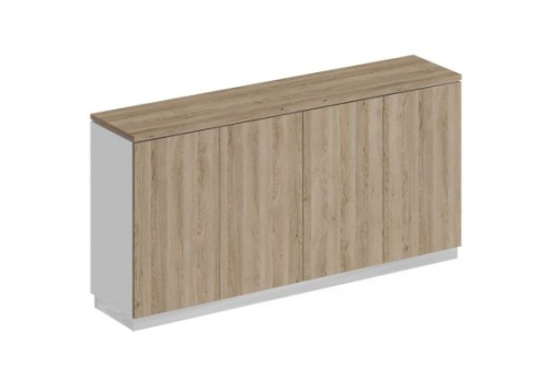 Шкаф для документов закрытый низкий Римини, цвет дуб светлый + белый + дуб светлый
