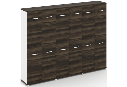 Шкаф три широкие секции 5 ниш (6 фасадов ЛДСП, 4 ниши + 6 фасадов ЛДСП, 1 ниша) Динен, цвет дуб мали-белый