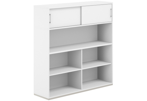 Стеллаж-комбо 1-сторонний с антресолью с экраном ЛДСП Фламинго, цвет белый