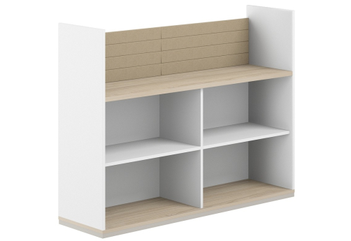 Стеллаж-комбо 1-сторонний с экраном тканевым низким Фламинго, цвет белый + акация + бежевый