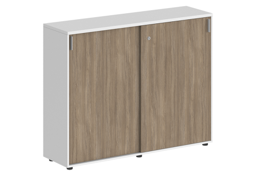 Шкаф-купе средний с замком Индиго Вуд, цвет белый + дуб темный