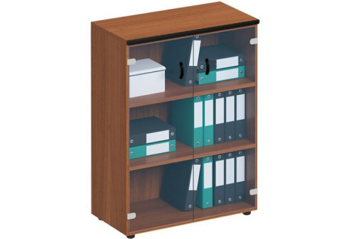 Шкаф для документов средний со стеклом Линси, цвет орех