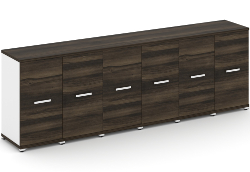 Шкаф шесть узких секций 2 ниши (6 фасадов ЛДСП в раме, 2 ниши) Динен, цвет дуб мали-белый