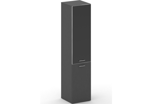 Шкаф узкий высокий правый (3 полки под стеклом) Милтон, цвет базальт