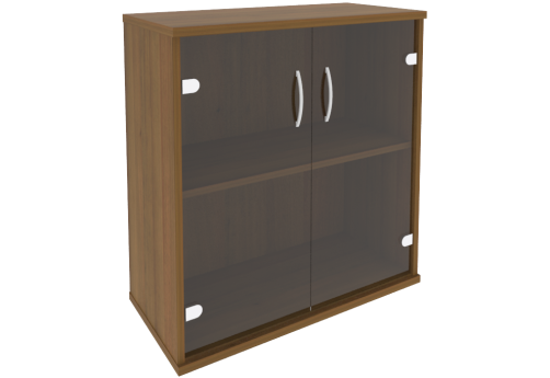 Шкаф низкий со стеклом, цвет орех
