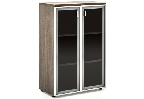 Шкаф средний широкий со стеклом в раме, цвет мали