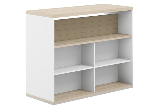 Стеллаж-комбо 2-сторонний с топом с экраном тканевым низким Фламинго, цвет белый + акация + бежевый