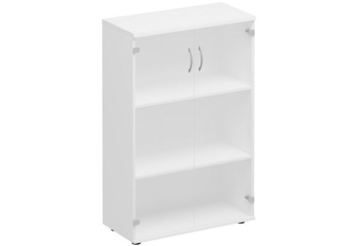 Шкаф для документов с прозрачным стеклом Прайм, цвет белый