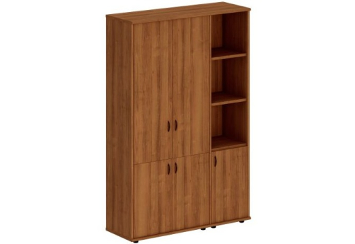 Шкаф комбинированный высокий (закрытый + полузакрытый узкий) Мансберг, цвет орех