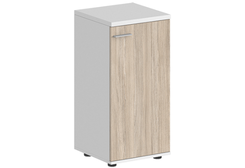 Шкаф низкий с задней стенкой ЛДСП правый Индиго Вуд, цвет белый + дуб светлый