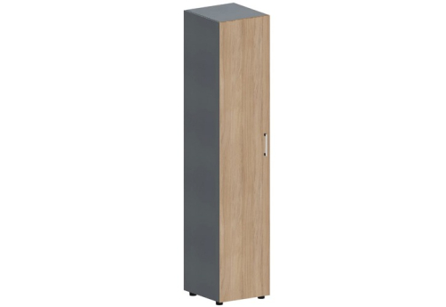 Шкаф высокий узкий закрытый (левый) Кристо Директ, цвет светлый дуб + антрацит