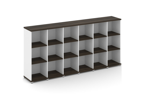 Стеллаж шесть узких секций 3 ниши Динен, цвет дуб мали-белый