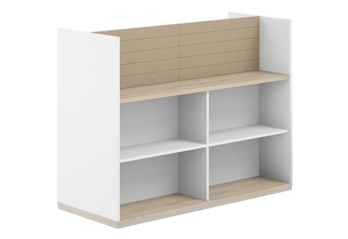 Стеллаж-комбо 2-сторонний с экраном тканевым высоким Фламинго, цвет белый + акация + бежевый