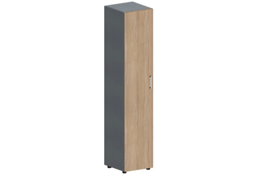 Гардероб узкий левый Кристо Директ, цвет светлый дуб + антрацит