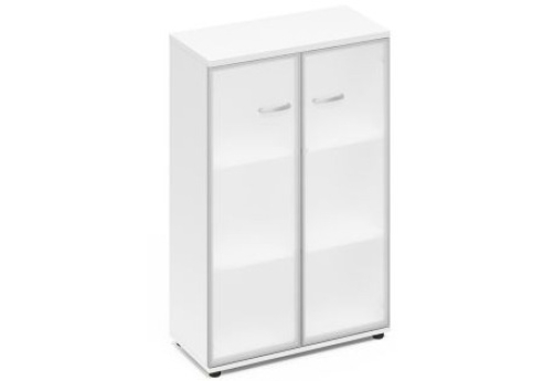 Шкаф средний со стеклом в раме Мира Нумо, цвет белый премиум