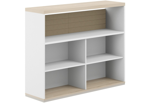 Стеллаж-комбо 1-сторонний с топом с экраном тканевым низким Фламинго, цвет белый + акация + бежевый