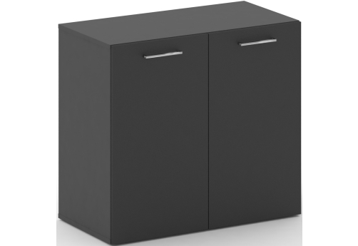 Шкаф широкий низкий закрытый Квентин, цвет черный + базальт
