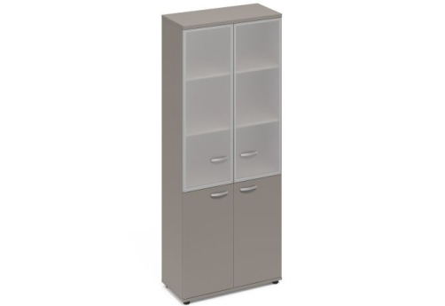 Шкаф высокий широкий (3 полки под стеклом в раме) Мира Нумо, цвет мокко премиум