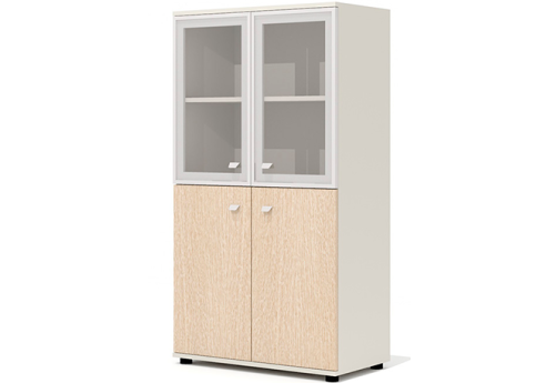 Шкаф средний широкий (2 полки под стеклом) Джерси, цвет дуб