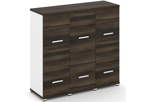 Шкаф три узкие секции 3 ниши (3 фасада ЛДСП, 1 ниша + 3 фасада ЛДСП, 2 ниши) Динен, цвет дуб мали-белый