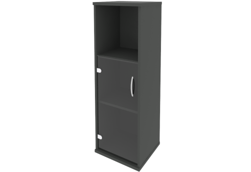 Шкаф средний узкий левый (1 открытая полка, со стеклом) Нотте, цвет антрацит