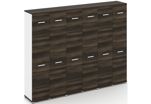 Шкаф шесть узких секций 5 ниш (6 фасадов ЛДСП, 4 ниши + 6 фасадов ЛДСП, 1 ниша) Динен, цвет дуб мали-белый